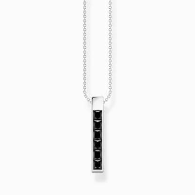 THOMAS SABO Halsband | Återvunnet 925 silver<HALSBAND MED SVARTA STENAR SILVER silverfargad, svart