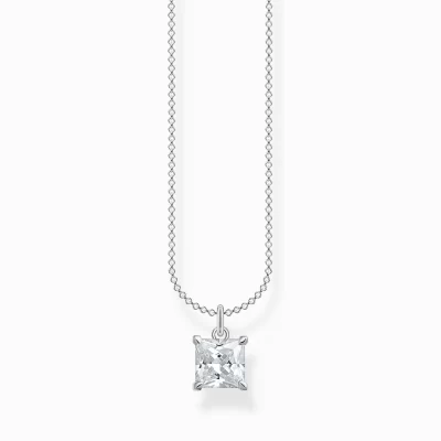 THOMAS SABO Halsband | Återvunnet 925 silver<HALSBAND MED VITA STEN SILVER silverfargad, vit