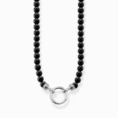 THOMAS SABO Halsband | Återvunnet 925 silver<HALSBAND OBSIDIAN svart, silverfargad