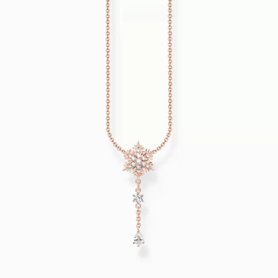 THOMAS SABO Halsband | 18K roséguldplätering<HALSBAND SN&OUML;FLINGA MED VITA STENAR ROS&EACUTE;GULD roséguldfargad, vit