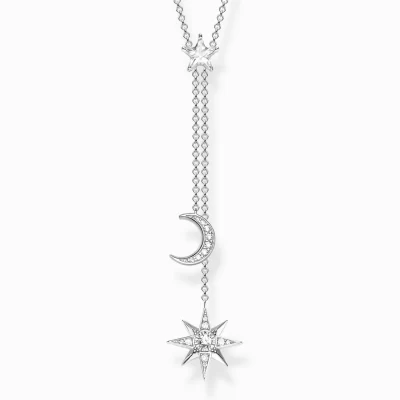 THOMAS SABO Halsband | Återvunnet 925 silver<HALSBAND STJ&AUML;RNA  M&ARING;NE SILVER silverfargad, vit