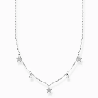 THOMAS SABO Halsband | Återvunnet 925 silver<HALSBAND STJ&AUML;RNA SILVER silverfargad, vit