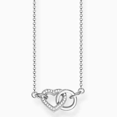 THOMAS SABO Halsband | Återvunnet 925 silver<HALSBAND TOGETHER HJ&AUML;RTA LITET silverfargad, vit