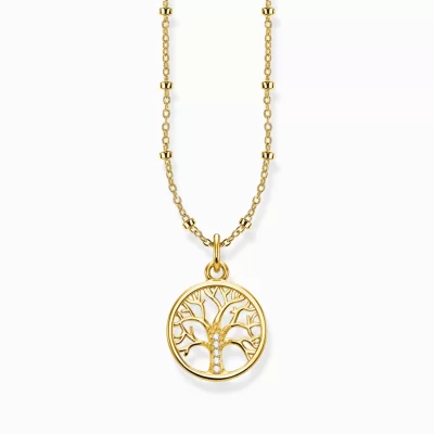 THOMAS SABO Halsband | 18K plätering<HALSBAND TREE OF LOVE GULD gult guldfargad, vit