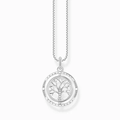 THOMAS SABO Halsband | Återvunnet 925 silver<HALSBAND TREE OF LOVE SILVER silverfargad, vit