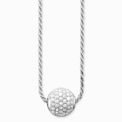 THOMAS SABO Återvunnet 925 silver<HALSBAND VIT PAV&EACUTE; silverfargad, vit