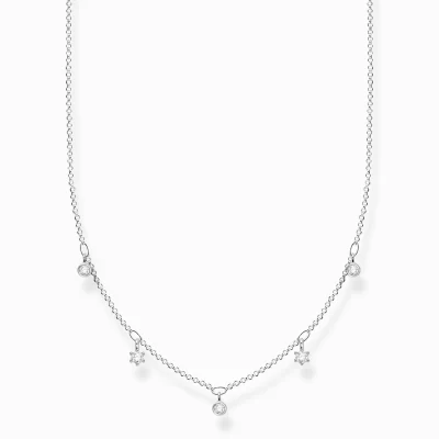 THOMAS SABO Halsband | Återvunnet 925 silver<HALSBAND VITA STENAR SILVER silverfargad, vit