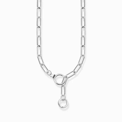 THOMAS SABO Halsband | Halskedjor<HALSKEDJA MED RINGL&ARING;S PRYTT MED STENAR, SV&AUML;RTAT SILVER silverfargad, svart