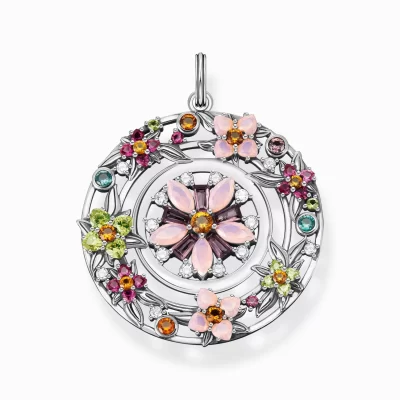 THOMAS SABO Hängsmycken | Upp till SEK 5.000<H&AUML;NGSMYCKE AMULETT BLOMMOR STENAR I F&AUML;RG SILVER silverfargad, ljusgrön, röd, vit, orange, grön, violett, rosa