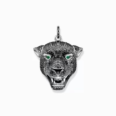 THOMAS SABO Hängsmycken | Återvunnet 925 silver<H&AUML;NGSMYCKE BLACK CAT grön, svart, silverfargad