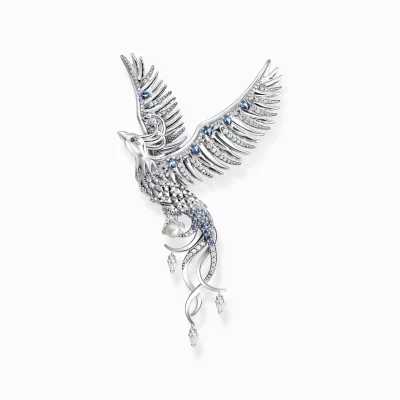 THOMAS SABO Hängsmycken | Återvunnet 925 silver<H&AUML;NGSMYCKE FENIX MED BL&ARING; STENAR SILVER silverfargad, vit, svart, ljusblå, blå