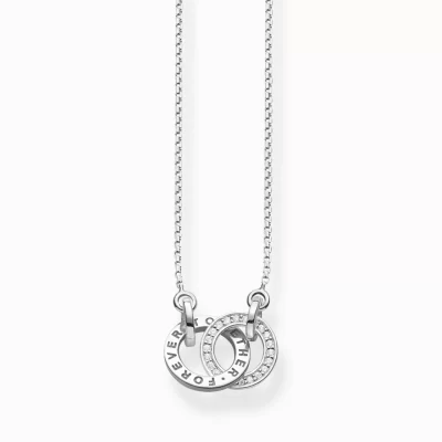 THOMAS SABO Halsband | Återvunnet 925 silver<KEDJA FOREVER TOGETHER LITEN SILVER silverfargad, vit