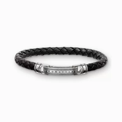 THOMAS SABO Armband | Återvunnet 925 silver<L&AUML;DERARMBAND SVART svart, silverfargad