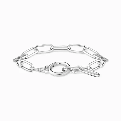 THOMAS SABO Armband | Återvunnet 925 silver<L&AUML;NKARMBAND I SILVER MED RINGL&ARING;S silverfargad, vit