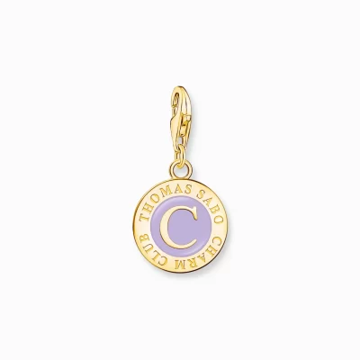 THOMAS SABO Charms | Charms<LEDAMOT CHARM MED LILA KALLEMALJ OCH CHARMISTA COIN PL&AUML;TERAD gult guldfargad, violett