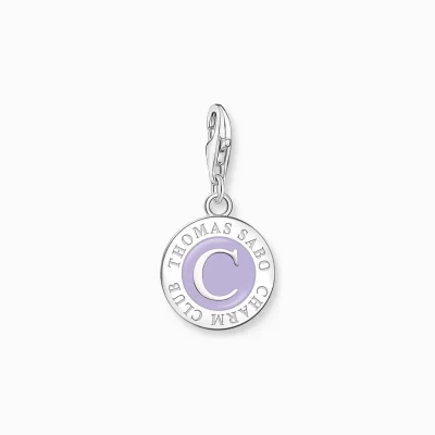 THOMAS SABO Charms | Charms<LEDAMOT CHARM MED LILA KALLEMALJ OCH CHARMISTA COIN SILVER silverfargad, violett