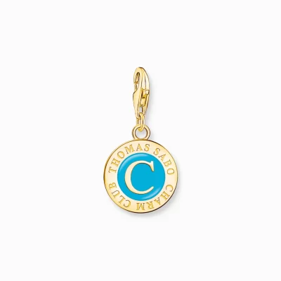 THOMAS SABO Charms | Charms<LEDAMOT CHARM TURKOS CHARMISTA COIN GULDPL&AUML;TERAD gult guldfargad, turkos