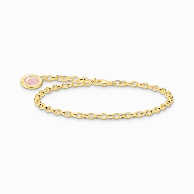 THOMAS SABO Charm Armband | Charm Armband<LEDAMOT CHARM-ARMBAND MED ROSA CHARMISTA COIN GULDPL&AUML;TERAD gult guldfargad, silverfargad, rosa