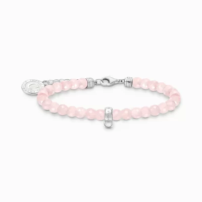 THOMAS SABO Charm Armband | Charm Armband<LEDAMOT CHARM-ARMBAND MED ROSA P&AUML;RLOR, SILVER silverfargad, rosa, vit