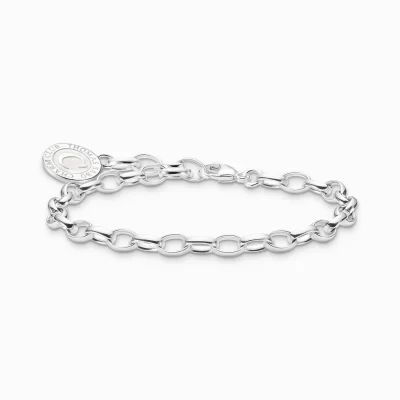 THOMAS SABO Charm Armband | Charm Armband<LEDAMOT CHARM-ARMBAND MED VIT CHARMISTA COIN SILVER silverfargad, vit