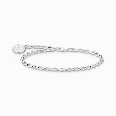 THOMAS SABO Charm Armband | Charm Armband<LEDAMOT CHARM-ARMBAND MED VIT CHARMISTA COIN SILVER silverfargad, vit