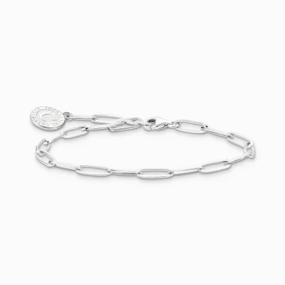 THOMAS SABO Charm Armband | Charm Armband<LEDAMOT CHARM-ARMBAND MED VIT CHARMISTA COIN SILVER silverfargad, vit