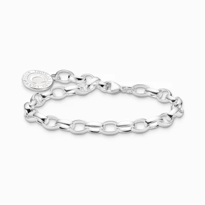 THOMAS SABO Charm Armband | Charm Armband<LEDAMOT CHARM-ARMBAND MED VIT CHARMISTA COIN SILVER silverfargad, vit