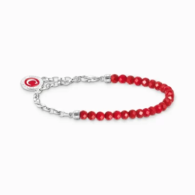 THOMAS SABO Charm Armband | Charm Armband<LEDAMOT CHARM-ARMBAND, R&OUML;DA P&AUML;RLOR OCH L&AUML;NKKEDJA AV SILVER silverfargad, röd