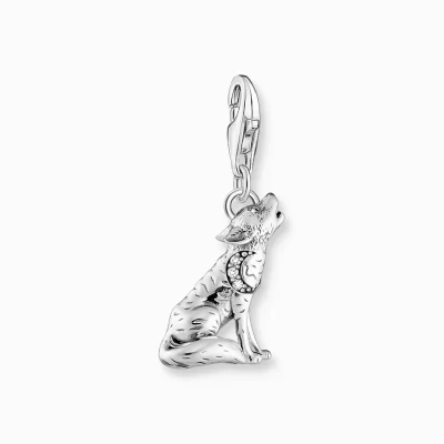 THOMAS SABO Charms | Charms<LEDAMOT CHARM-H&AUML;NGSMYCKEI FORM AV EN YLANDE VARG, SILVER silverfargad, vit