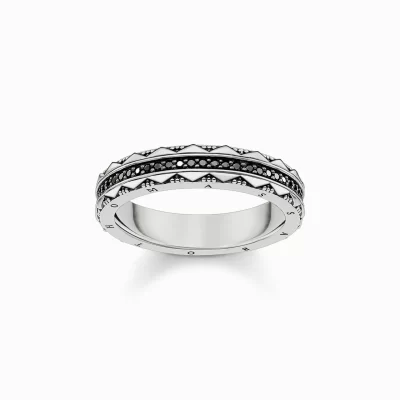 THOMAS SABO Ringar | Återvunnet 925 silver<RING svart, silverfargad