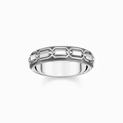 THOMAS SABO Ringar | Återvunnet 925 silver<RING – KROKODILFJ&AUML;LL – SV&AUML;RTAT SILVER silverfargad