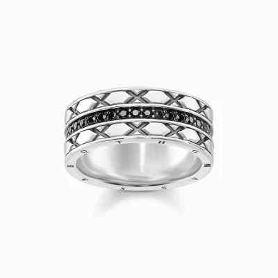 THOMAS SABO Gåvor till honom<RING ASIATISKA ORNAMENT svart, silverfargad