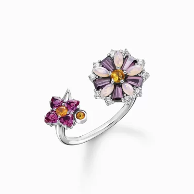 THOMAS SABO Ringar | Upp till SEK 3.000<RING BLOMMOR STENAR I F&AUML;RG SILVER silverfargad, vit, orange, rosa, violett, röd