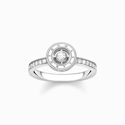 THOMAS SABO Ringar | Återvunnet 925 silver<RING CIRKEL MED VITA STENAR PAV&EACUTE; SILVER silverfargad, vit