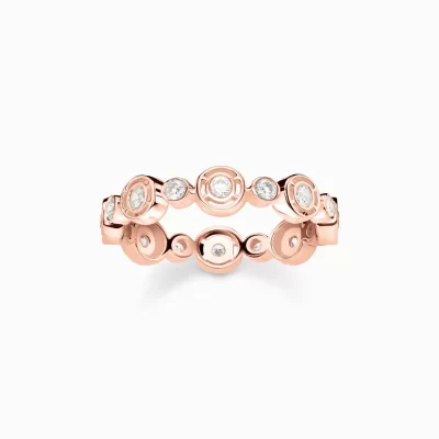 THOMAS SABO Ringar | 18K roséguldplätering<RING CIRKLAR MED VITA STENAR ROS&EACUTE;GULDPL&AUML;TERAD roséguldfargad, vit