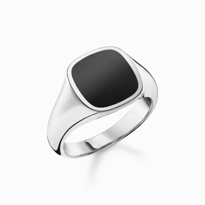 THOMAS SABO Ringar | Återvunnet 925 silver<RING CLASSIC SVART silverfargad, svart