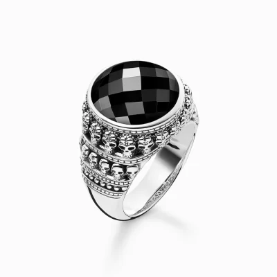 THOMAS SABO Ringar | Återvunnet 925 silver<RING D&OUML;DSKALLE svart, silverfargad