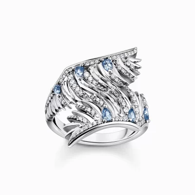 THOMAS SABO Ringar | Återvunnet 925 silver<RING FENIXVINGAR MED BL&ARING; STENAR SILVER silverfargad, vit, ljusblå