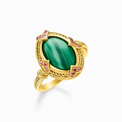 THOMAS SABO Ringar | 18K plätering<RING GR&OUML;N STEN GULD gult guldfargad, grön, röd