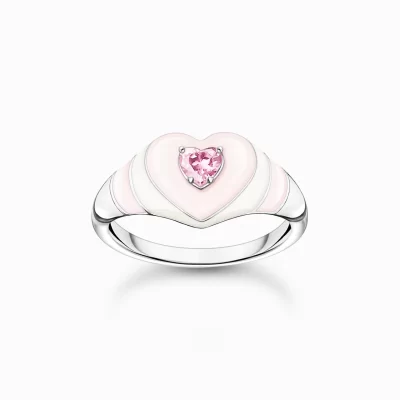 THOMAS SABO Ringar | Återvunnet 925 silver<RING HJ&AUML;RTA MED ROSA STENAR SILVER silverfargad, vit, rosa