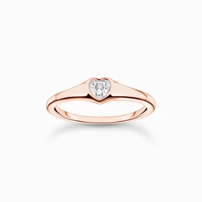 THOMAS SABO Ringar | 18K roséguldplätering<RING HJ&AUML;RTA ROS&EACUTE;GULD roséguldfargad, vit