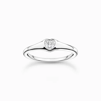 THOMAS SABO Ringar | Återvunnet 925 silver<RING HJ&AUML;RTA SILVER silverfargad, vit