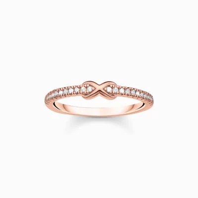 THOMAS SABO Ringar | 18K roséguldplätering<RING INFINITY MED VITA STENAR ROS&EACUTE;GULD vit, roséguldfargad