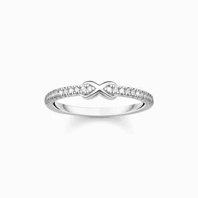 THOMAS SABO Ringar | Återvunnet 925 silver<RING INFINITY MED VITA STENAR SILVER vit, silverfargad