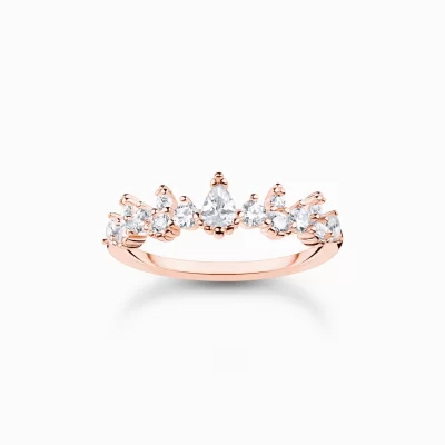 THOMAS SABO Ringar | 18K roséguldplätering<RING ISKRISTALLER ROS&EACUTE;GULD roséguldfargad, vit