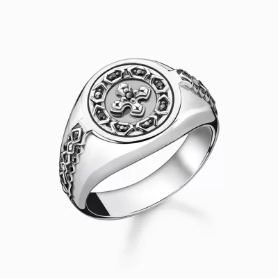 THOMAS SABO Ringar | Återvunnet 925 silver<RING KORS SVARTA STENAR svart, silverfargad