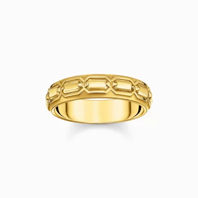 THOMAS SABO Ringar | 18K plätering<RING, KROKODILFJ&AUML;LL, PL&AUML;TERAD gult guldfargad