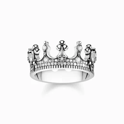 THOMAS SABO Partner-smycken | Partner-smycken<RING KRONA SILVER silverfargad, vit