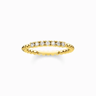 THOMAS SABO Ringar | 18K plätering<RING KULOR MED VITA STENAR GULD vit, gult guldfargad