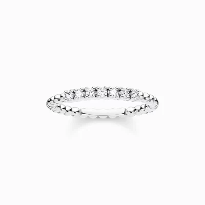 THOMAS SABO Ringar<RING KULOR MED VITA STENAR SILVER vit, silverfargad